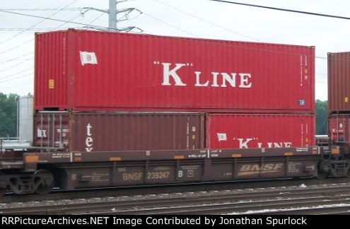 BNSF 239247B and three containers